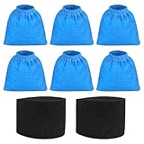 6 Pack VRC5 Filter Bags & 2 Pcs VFF51 Foam Filters Kit Compatible with Vacmaster Most 4 to 16 Gallon Wet/Dry Vacuum, Part# VRC51