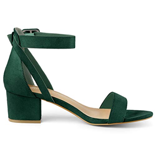 Allegra K Allegra K Women's Ankle Strap Block Low Heel Green Sandal 6.5 M US