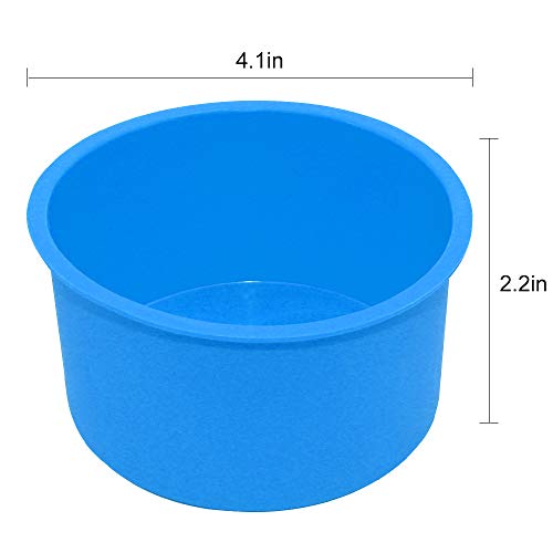 Silicone Mini Cake Molds 4 Inch Round Baking Pan Non-Stick Silicone Baking Mold Bakeware Pan Reusable Cake Pans for Mini Cake Mousse Dessert, Blue, Set of 6