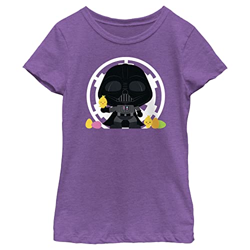 Star Wars Vader Easter Girls Short Sleeve Tee Shirt, Purple Berry, Large