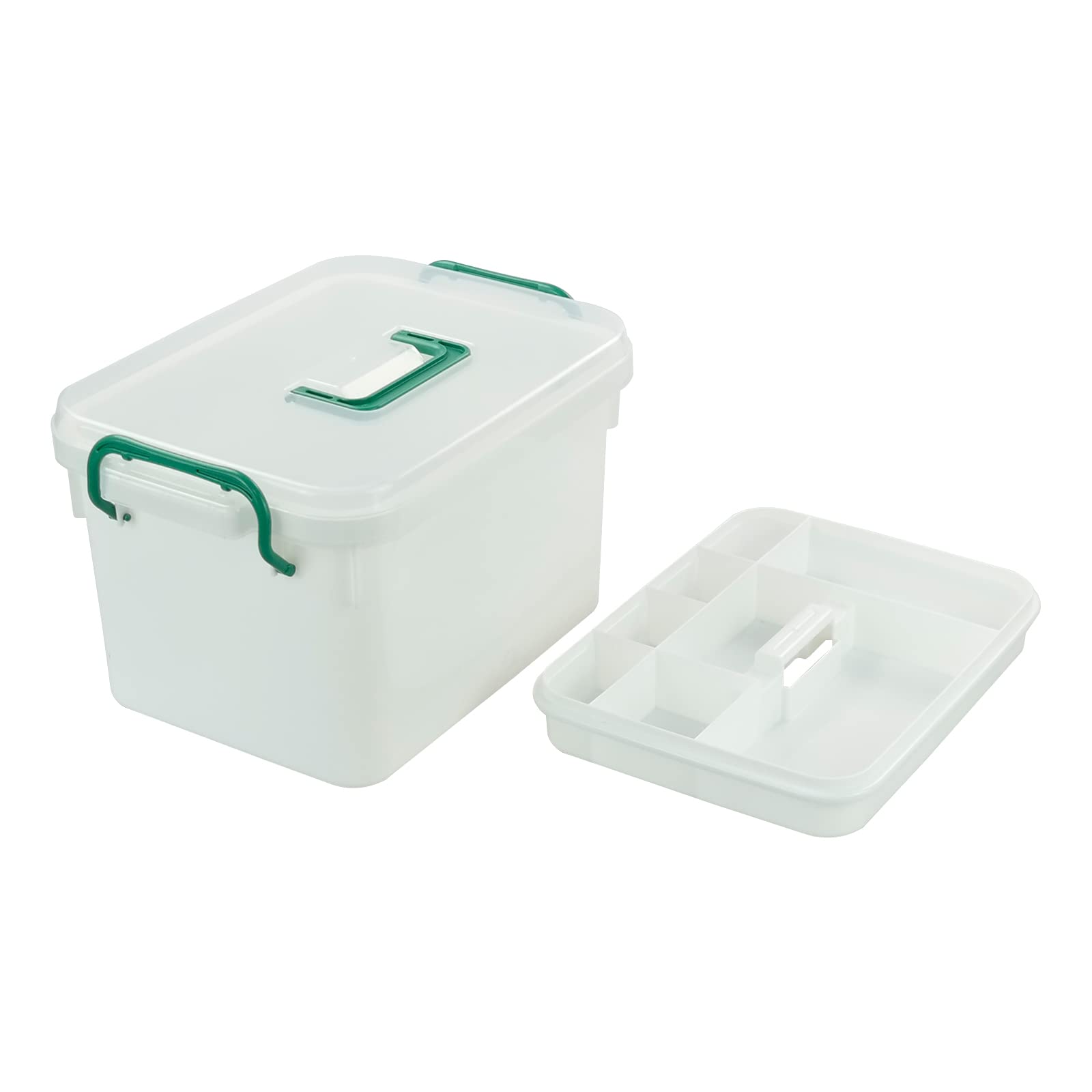 DynkoNA 1 Pack Plastic Family First Aid Box, Empty Medication Box, White 4