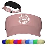 Bluk Custom Visor Hat for Men Women Customized Sun Visor Caps Design Your Own Logo Personalized Tennis Softball Visors for Gifts Dark Pink Visors