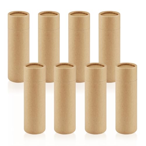 8 Pcs Paperboard Lip Balm Tubes - Brown