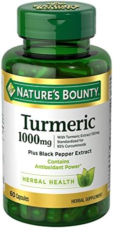 Nature’s Bounty Turmeric With Black Pepper Extract, Supports Antioxidant Health, 1000mg, 60 Capsules