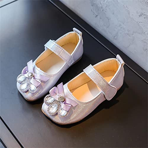 sfdgfhyf Little Boys Autumn Sneaker Summer and Autumn Fashion Girls Casual Shoes Solid Color Ribbon Bow (Purple, 12-15 Months)2