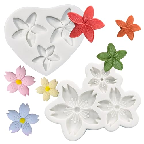 KAKIWYHHH Sakura?Hibiscus Flower Fondant,Sugar Craft,Cake Decorating,Molds, Epoxy Resin Silicone,Baking DIY,Craft,Soap,Polymer Clay