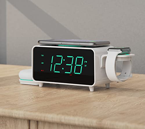 Emerson Smartset Dual Alarm Clock FM Radio with Wireless Charging, Bluetooth Speaker, Ultra Fast Charging for Airpods/iPhone, Foldable Stand, USB Charger, Adjustable LED Glow, ER100501 by Emerson - Image 2