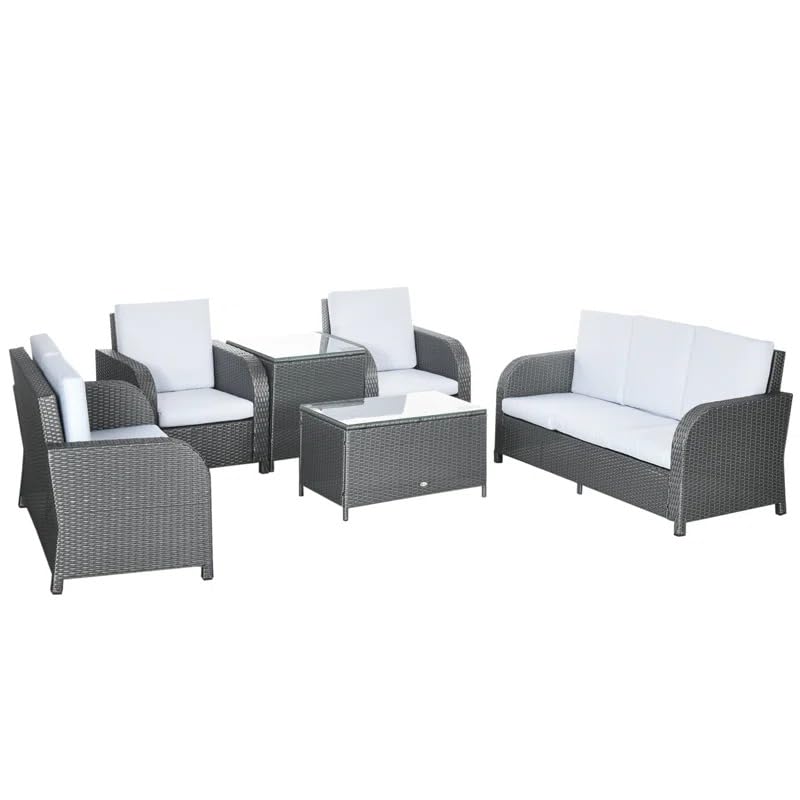 Image of Outdoor Conversation Set Wicker Patio Outdoor Rattan Sofa Set with Cushions and Center Table Deck Furniture for Garden Porch Backyard Balcony Sofa Set(Selvar)