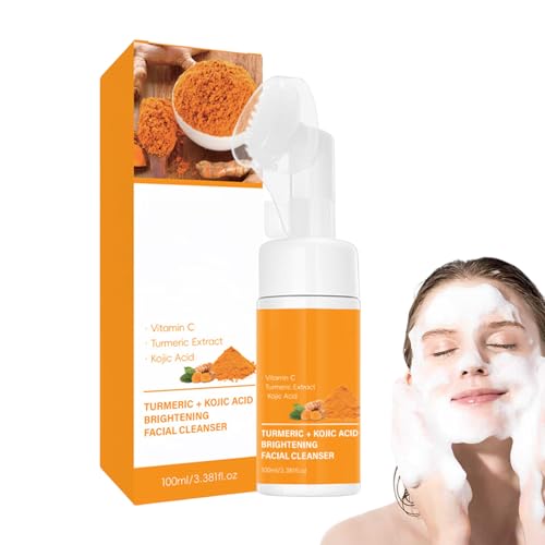 Limpiador Facial Cúrcuma Con Cepillo - 100ml Espuma Limpiadora | Iluminador Hidratante Desmaquillante Para Mujer Hombre, Todos Los Tipos De Piel
