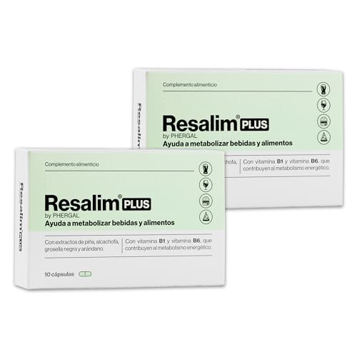 Resalim PLUS - Complemento Alimenticio para Ayudar a Metabolizar Bebidas y Alimentos, Ayuda a disminuir el cansancio y la fatiga - 10 Comprimidos - Pack de 2