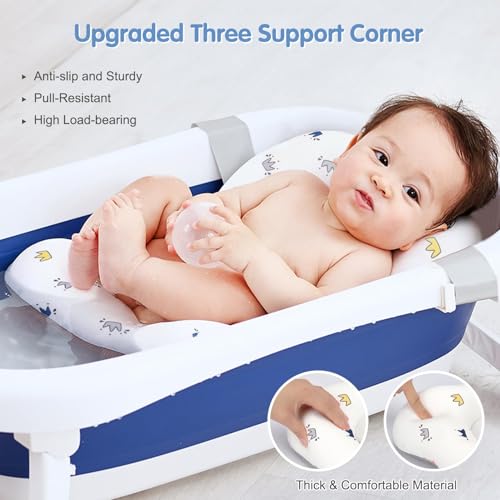 Image of Colorlife Baby Bath Seat Support Net Infant Bathing Seat Support Mat, Adjustable Comfortable Non-Slip Three-Pointed Baby Shower Net Bathtub Sit Up Mesh for Newborn 0-12 Months-Crown(No Bathtub)