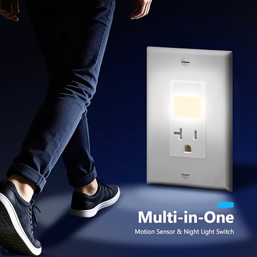 Prise de courant 20A inviolable avec veilleuse LED automatique et plaque - 6