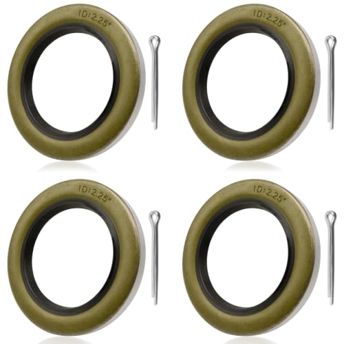 Image of 4 Pack Wheel Grease Seal 2.25 inch x 3.376 inch for 5200-7000 lb Trailer Axles | Replaces 010-036-00 /22333TB, fits D42 spindle, E-Z Lube axles, steel and rubber, includes 4 cotter pins, double lip seals