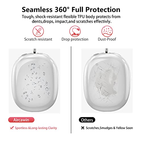 Aircawin For Airpods Max Case Clear,With Earpad Case Cover/Ear Cups Cover,Soft Tpu Clear Case For Airpods Max Case Cover,Anti-Scratch No-Yellowtransparent Protective Case Airpod Max Accessories-Clear #TOP2