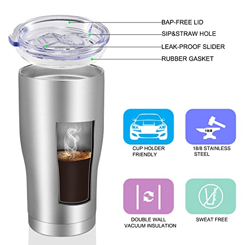 Image of VEGOND 20oz Tumbler Stainless Steel Tumbler Cup with Lid And Straw Vacuum Insulated Double Wall Travel Coffee Mug(Stainless 6 Pack)
