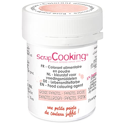 SCRAP COOKING - Colorant Artificiel en Poudre Rose Pastel 5 g - Ingrédient Pâtisserie Professionnel pour Gâteaux, Crèmes, Entremets, Macarons, Biscuits - Fabriqué en France - 4053