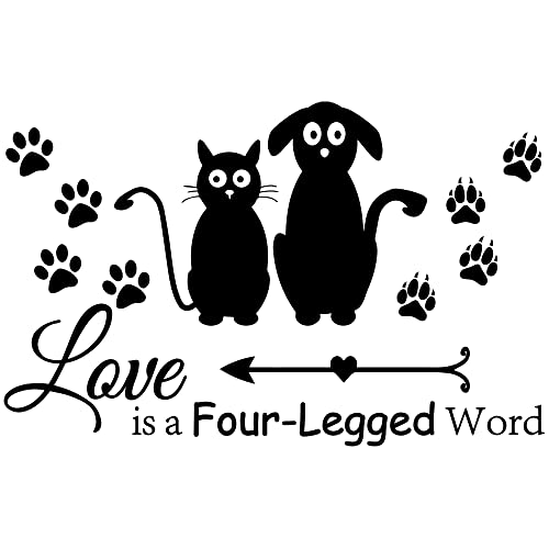 Fencosyn Wall Decals For Dogs, Pet Cat Paw Pup Animal Love Is A Four- Legged Word Vinyl Wall Decal Sticker Home Lettering Words Decor #TOP8