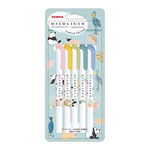 Feutre Zebra Mildliner stylos fluorescents japonais double pointe pastel animaux B