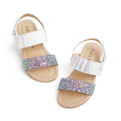 Image of Felix & Flora Toddler Girl Sandals - Little Girl Easter Dress Shoes Lightweight Open Toe Beach Holiday Flats