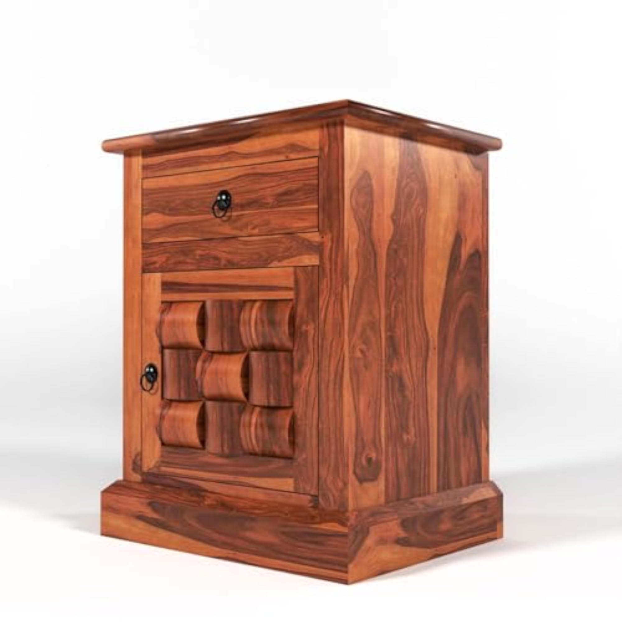 Sheesham Wood Niwar Bedside Table with Drawer & Door