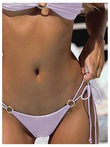 Image of SOLY HUX Bathing Suit for Women Halter Ring Linked Tie Side Bikini Sets Two Piece Swimsuit