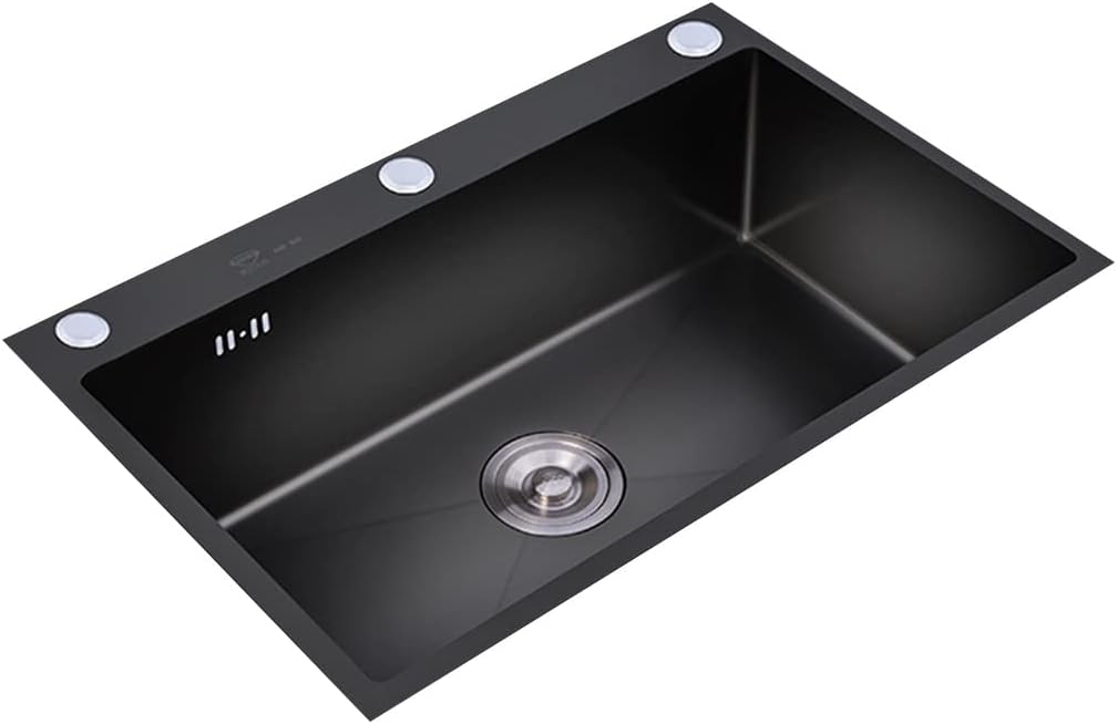 Stainless Steel Sink Kitchen Sink Black Sink Household Handmade Sink Nano Coating (Color : Black(A), Style : 50 * 40 * 23cm)