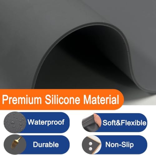 Image of 36''x36''(90cmx90cm) Large Silicone Mat for Kitchen Counter, Heat Resistant Countertop Protector, Non-Slip Waterproof Kitchen Island Mat, Easy to Clean, Semitransparent