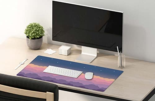 Image of SSOIU Cute Clouds Purple Desk Mat, Extra Large XXL Gaming Mouse Pad 35.5 inch X 15.7 inch, Waterproof with Stitched Edges