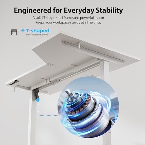 Image of Agilestic Electric Standing Desk, Height Adjustable Desk, 59 x 35 Inch Sit Stand up for Work Office Home, L Shaped Ergonomic Rising Computer Table with Memory Preset, White