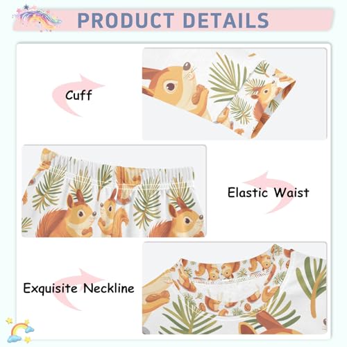 senya Squirrel and Pine Nut 1 Pajamas Set Long Sleeve Soft Cotton Sleepwear 2 Piece4
