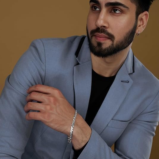 LeCalla Solid 925 Sterling Silver Curb Chain Bracelet for Men | Italian 6mm, 7mm Diamond Cut Cuban Link Curb Chain Bracelet (7.5, 8, 8.5 & 9 Inches), Made in Italy - Image 3