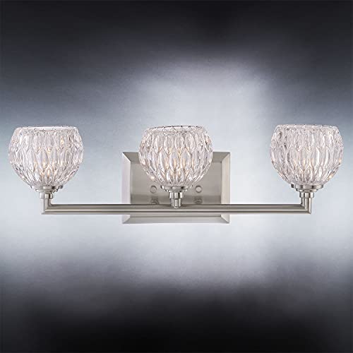 Urban Ambiance Luxury Crystal Bathroom Vanity Light, Medium Size: 6.25" H X 20" W, With Classic Style Elements, Brushed Nickel Finish And Marquis Cut Glass Shades, Uql2621 #TOP3