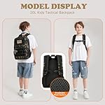Kids tactical Backpack for Boys School Bag 20L mini Children Backpack for Outdoor Camping Travel (Black CM) - Image 2