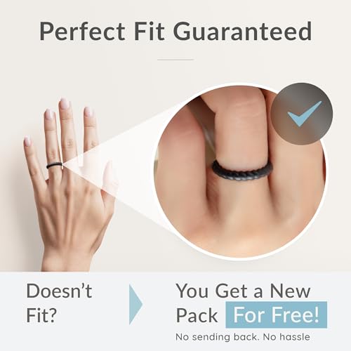 ThunderFit Womens Silicone Wedding Bands, Swivel Design, Thin and Stackable Rubber Engagement Rings 2.6mm Wide 2.1mm Thick - 1/4/8 Variety Multipack2