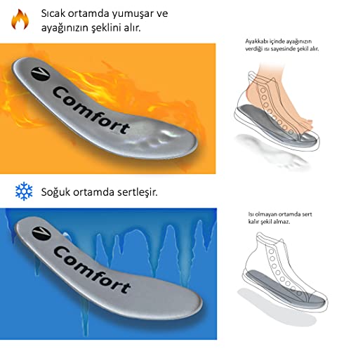 Active Team - Extra Konforlu Spor Ayakkabı ve Sneakers Tabanlığı, Günlük Hafıızalı Memory Foam Sünger Yumuşak Ayakkabı İç Tabanlık (Gri, 40)