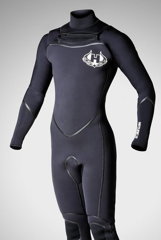 Hotline Men’s GT 4/3mm Black Wetsuit – Front Chest‑Zip Entry, High-Performance Surf/Full Wetsuit