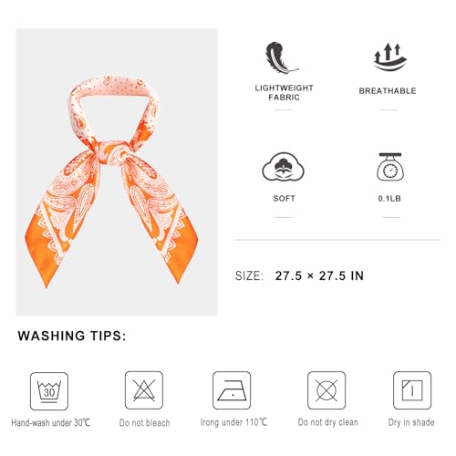 VANLINKER Paisley Satin Head Scarf for Women Men Versatile Silk-Like Hair Scarf Vintage Bandana Large Square Scarves 27.5"4