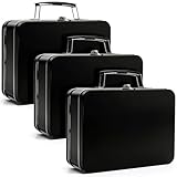 Baderke 3 Pack Metal Lunch Box Tin Lunch Box 8.1 x 5.9 x 3 Inches with Hinged Lids DIY Vintage Pale Mini Boxes for Men Women Adults Men (Black)