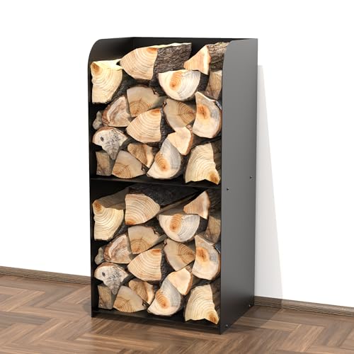 tuning-art KR07 Kaminholzregal Brennholzregal Kaminholzständer Innen Außen Pulverbeschichtet, Design:Schwarz