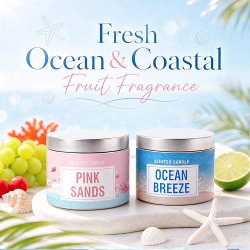 Velas de soja grandes perfumadas en tonos pastel azul y rosa 5