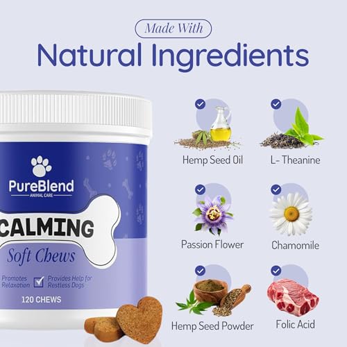 PureBlend Dog Calming Treats — Calming Chews for Dogs with Hemp Seed Oil, Chamomile & L-Theanine — 120 Chews, Up to 4 Month Supply - Image 5