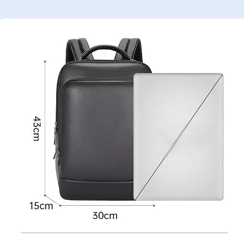 Glorixen Biznesowa torba na ramię z prawdziwej skóry dla mężczyzn skóra bydlęca plecak podróżny duża pojemność laptop komputer torba kurierska, Czarny, 456 cubic inches
