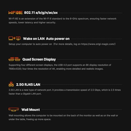 origimagic N4 Mini PC Ryzen 9 6900HX (8C/16T, up to 4,9 GHz), Mini Gaming Desktop PC, 32GB LPDDR5, 1TB SSD, W11 pro/WiFi 6E/BT5.3/Dual LAN/4K UHD/Triple Display/PC for Home, Office - Image 7