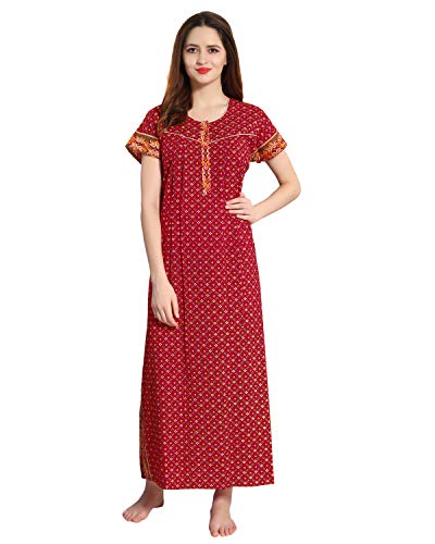 Image of AV2 Women's Cotton Printed Maxi Nighty
