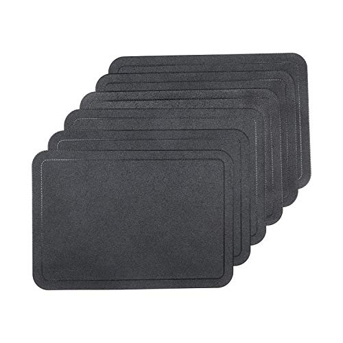 U'Artlines 6er Set Platzsets Hitzebeständigen Wasserdicht PU Faux Leder Tischsets 30 x 43.5cm (B Schwarz) Cover