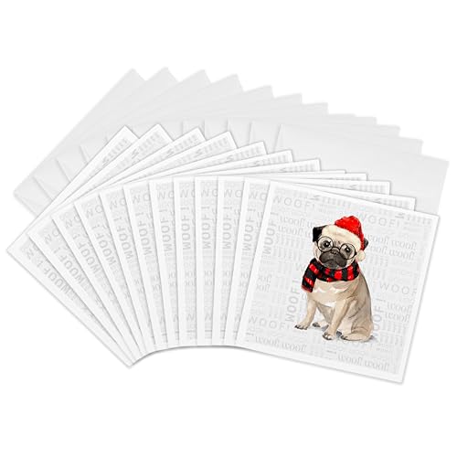 Cartes de vœux carlin de Noël lot de 12 pour éviter les messages banals de fêtes