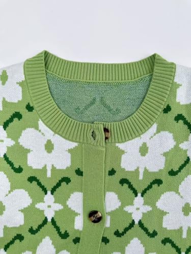 Image of Anoumcy Floral Cardigan Sweaters for Women Lightweight Button Up Flower Printed Pattern Cardigans Fall Knit Sweater Tops