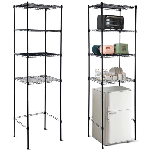 Huwena Mini soporte para refrigerador de 4 niveles con almacenamiento para dormitorio, soporte de microondas sobre mini estante de almacenamiento para nevera, altura ajustable, mini organizador de