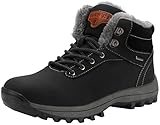 Mishansha Mujer Hombre Botas para Invierno con Forro Cálidas Zapatos para Caminar Senderismo y Trekking - Calentitas Cómodas Antideslizantes(Negro, 38 EU)