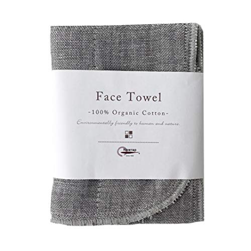 IPPINKA Nawrap Organic Binchotan Face Towel, Naturally Anti-Odor, Gray/Ivory